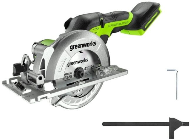 Пила циркулярная аккумуляторная GREENWORKS G24MCS, бесщеточная без АКБ и ЗУ [1501207]