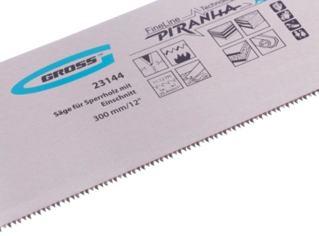 Пила GROSS 23144 для фанеры с запилом PIRANHA, 300 мм/12" Пила GROSS 23144 для фанеры с запилом PIRANHA, 300 мм/12"