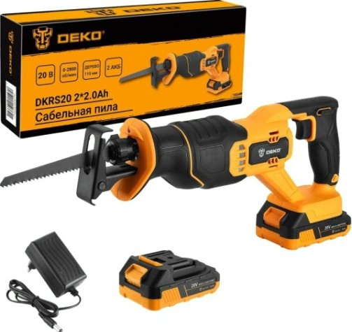 Пила сабельная аккумуляторная DEKO DKRS20 2*2.0Ah 20в. [063-4253]