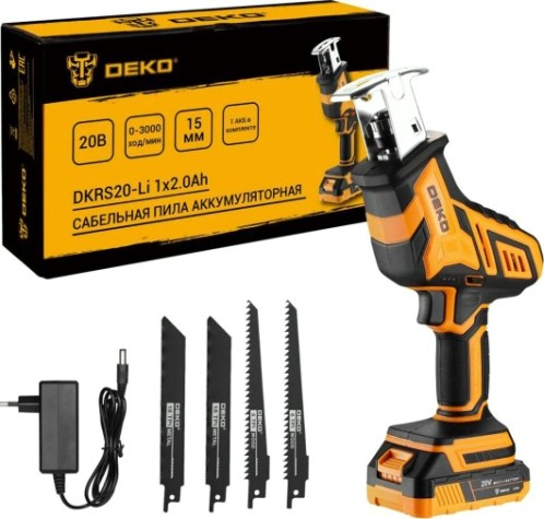 Пила сабельная аккумуляторная DEKO DKRS20-Li 1x2.0Ah [063-4310]