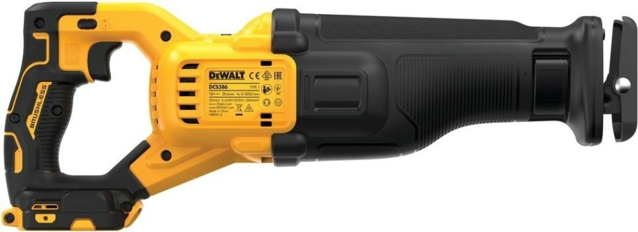 Пила сабельная аккумуляторная DeWALT DCS 386 NT FLEXVOLT, бесщеточная, без АКБ и ЗУ [DCS386NT-XJ]