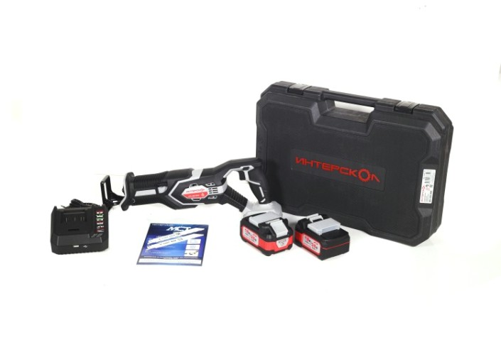 Пила сабельная аккумуляторная ИНТЕРСКОЛ НПА-200/36В (кейс, 2 АКБ 2,0Ач, ЗУ) [833.2.2.70]