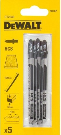 Пилки по дереву DeWALT HCS T101D 100х75х4.2х60 мм (5 шт) DT2049-QZ [DT2049-QZ]