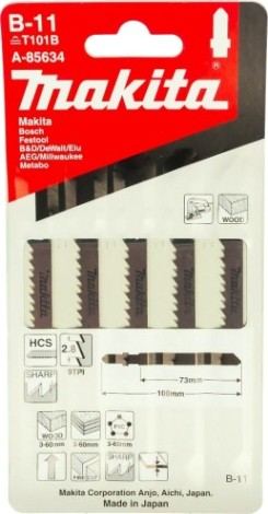 Пилки по дереву MAKITA A-85634 в-11, 5 шт.