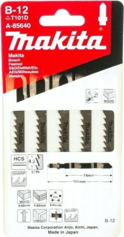Пилки по дереву MAKITA A-85640 в-12, 5 шт.