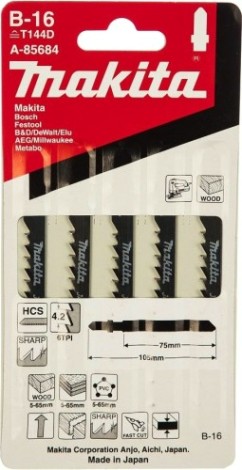 Пилки по дереву MAKITA A-85684 в-16, 5 шт.