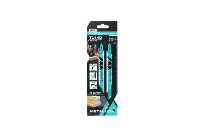 Пилки по дереву METALLICA Optima T144D 100/75мм шаг 4мм, HCS грубый рез, 2шт [907542]