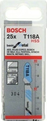 Пилки по металлу BOSCH T118А HSS (25шт.) Basic for Metal [2608638470]