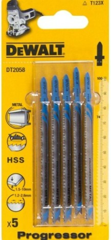 Пилки по металлу DeWALT HSS T123Х 100х91х3.0х74 мм (5 шт) DT2058-QZ [DT2058-QZ]