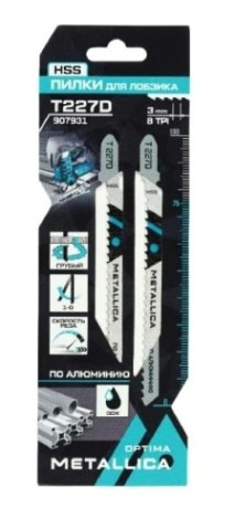 Пилки по металлу METALLICA Optima T227D 100/75мм шаг 3мм, HSS крив. рез, по алюминию 2шт [907931]