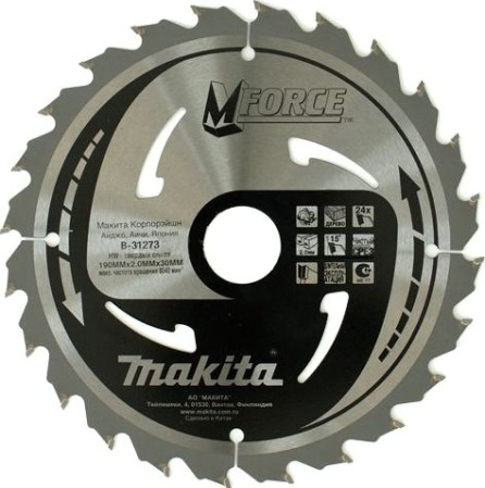 Пильный диск MAKITA 190х 24тх30 дерево (B-31273) MFORCE [B-31273]