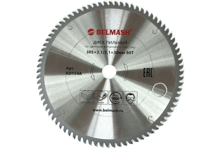 Пильный диск по алюминию и пластику BELMASH 305х3,0/30х80Т [RD154A]