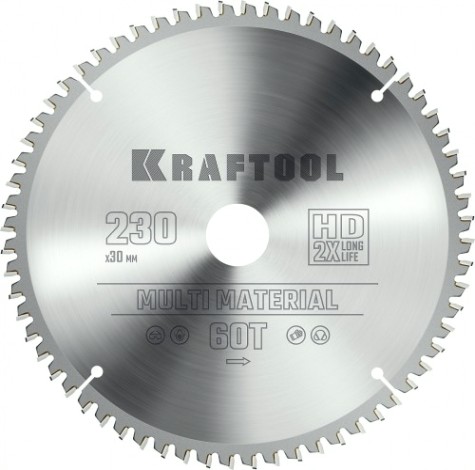 Пильный диск по алюминию KRAFTOOL Multi Material 230х30мм 64T [36953-230-30]