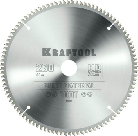 Пильный диск по алюминию KRAFTOOL Multi Material 260х30мм 100т [36953-260-30]