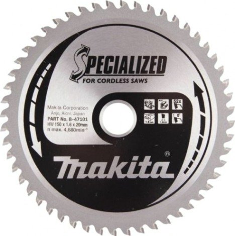 Пильный диск по алюминию MAKITA 150x20x1.6x52T для (для dcs551) [B-47101]