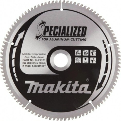 Пильный диск по алюминию MAKITA 260x30x1.8x100T [B-29321]