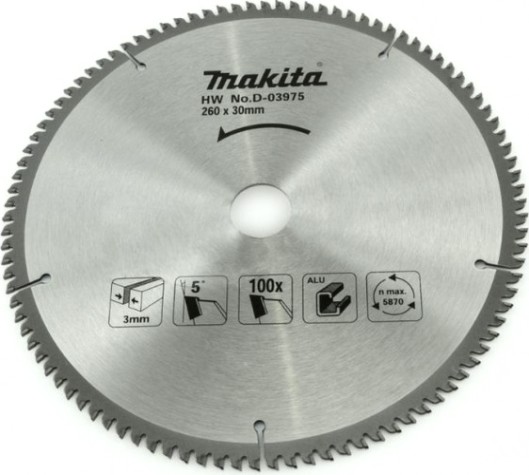 Пильный диск по алюминию MAKITA 260x30x1.8x100T [D-03975]