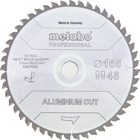 Пильный диск по алюминию METABO 165x48тх20мм ALUMINIUM CUT—PROFESSIONAL [628276000]