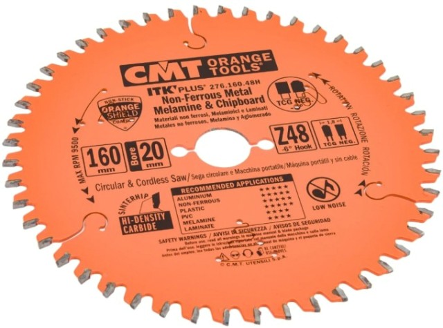 Пильный диск по алюминию СМТ 160x1.8/1.2x20Z48T CGNEG-6° [276.160.48H]