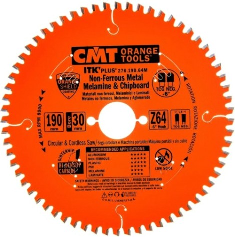 Пильный диск по алюминию СМТ 190x1.8/1.2x20Z64T CGNEG-6° [276.190.64M]