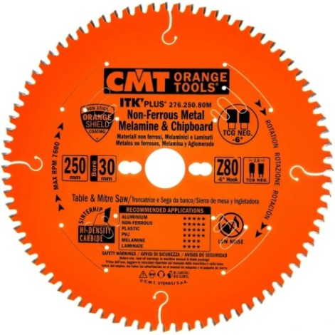 Пильный диск по алюминию СМТ 250x2.6/1.8x30Z80T CGNEG-6° [276.250.80M]