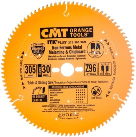 Пильный диск по алюминию СМТ 305x2.8/2.0x30Z96T CGNEG-6° [276.305.96M]