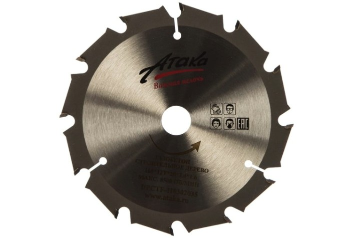 Пильный диск по дереву АТАКА 160*12T*20 б/рез профи [7088860]