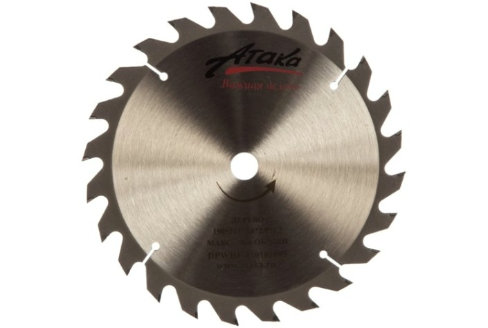 Пильный диск по дереву АТАКА 190*24T*16 б/рез профи [8078630]