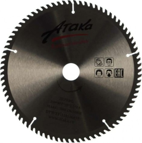 Пильный диск по дереву АТАКА 250х80тх30 мм тонкий [8078930]
