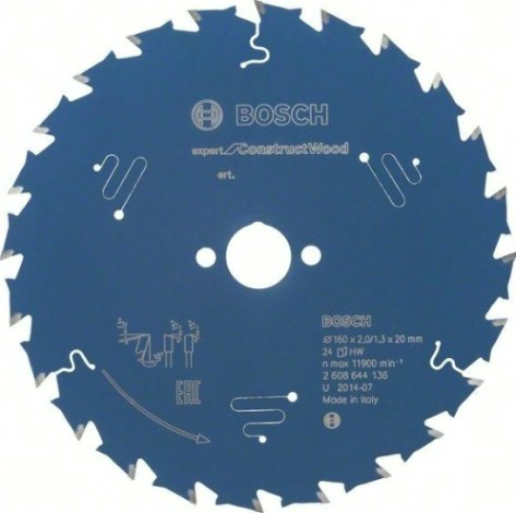 Пильный диск по дереву BOSCH 160х24х20 мм Expert for Construct Wood [2608644136]