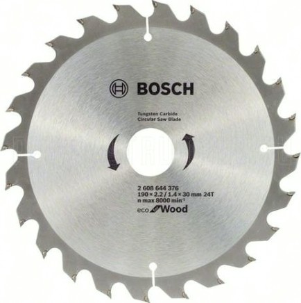 Пильный диск по дереву BOSCH 190х24х30/24 Eco Wood [2608644376]