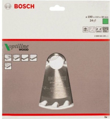 Пильный диск по дереву BOSCH Standard 190Х30 24 OPTILINE WOOD [2608641185]