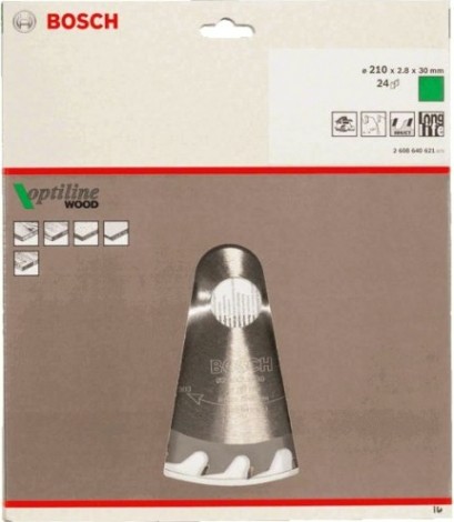 Пильный диск по дереву BOSCH Standard 210X30 24 OPTILINE WOOD [2608640621]