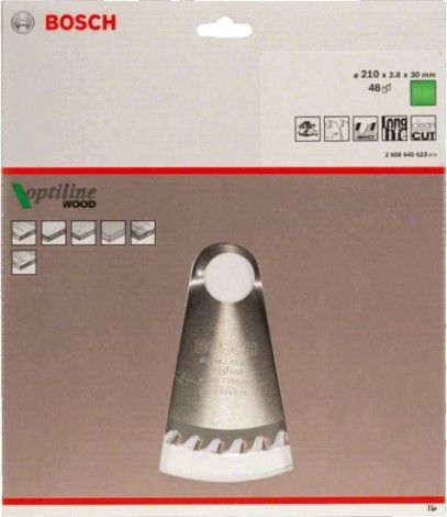 Пильный диск по дереву BOSCH Standard 210X30 48 OPTILINE WOOD [2608640623]
