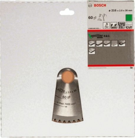 Пильный диск по дереву BOSCH Standard 216Х30 60 OPTILINE WOOD [2608640433]