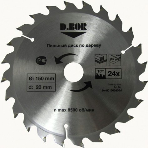 Пильный диск по дереву D.BOR 160х24тх20/16 [D-9K-801602405D]