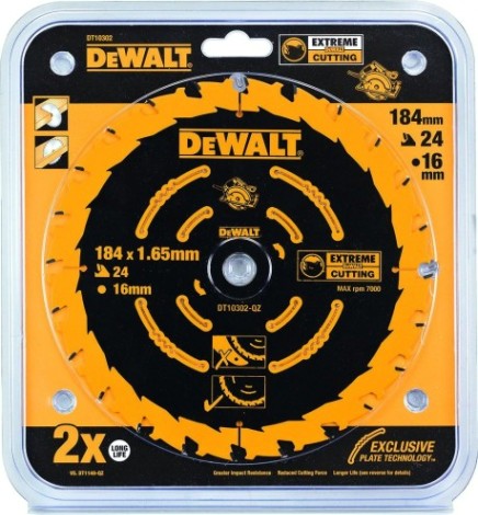 Пильный диск по дереву DeWALT 184х24тх16 мм. Extreme DT10302-QZ [DT10302-QZ]