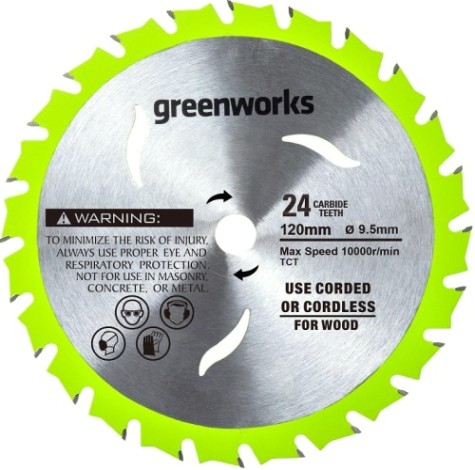 Пильный диск по дереву GREENWORKS 120х9,5 мм, 24T [2952507]
