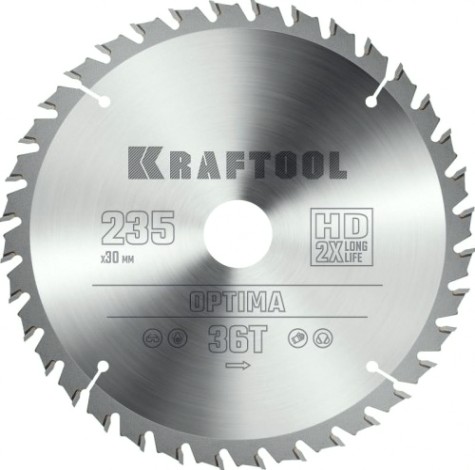 Пильный диск по дереву KRAFTOOL 36951-235-30 Optima 235х30мм 36T