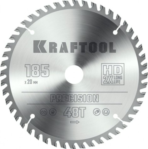 Пильный диск по дереву KRAFTOOL 36952-185-20 PRECISSION 185x20мм 48T