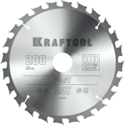 Пильный диск по дереву KRAFTOOL Fast 200х32мм 24T [36950-200-32]