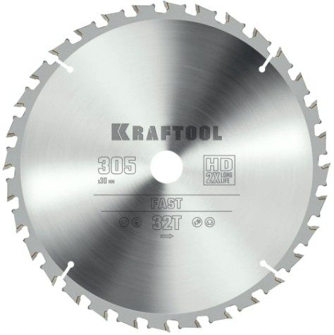 Пильный диск по дереву KRAFTOOL Fast 305х30мм 32T [36950-305-30]