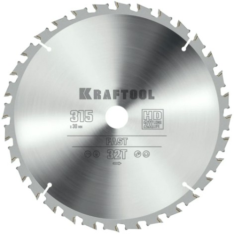 Пильный диск по дереву KRAFTOOL Fast 315х30мм 32т [36950-315-30]