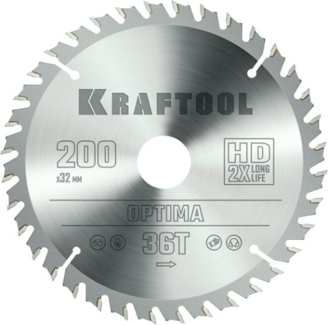 Пильный диск по дереву KRAFTOOL Optima 200х32мм 36T [36951-200-32]