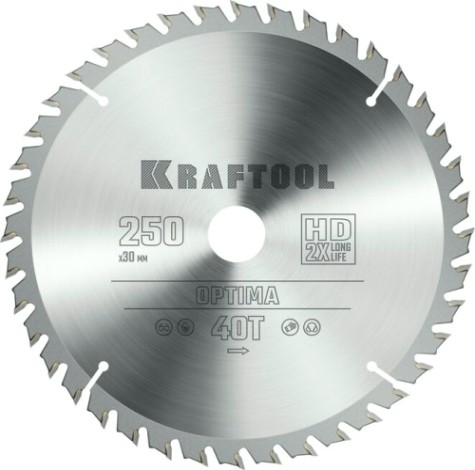 Пильный диск по дереву KRAFTOOL Optima 250х30мм 40T [36951-250-30]