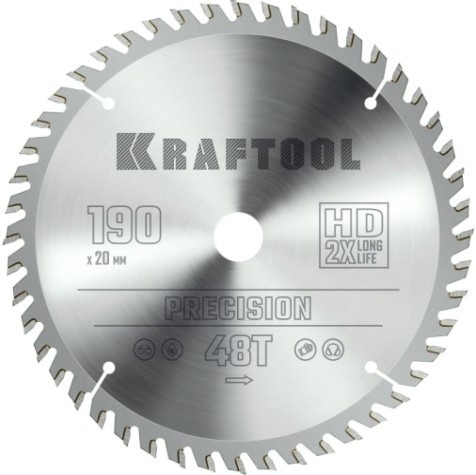 Пильный диск по дереву KRAFTOOL PRECISION 190х20мм 48T [36952-190-20]