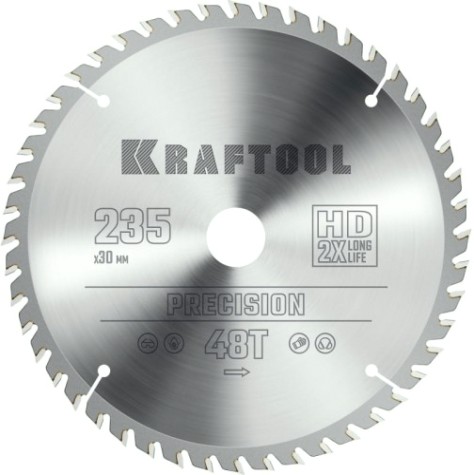 Пильный диск по дереву KRAFTOOL PRECISION 235х30мм 48T [36952-235-30]