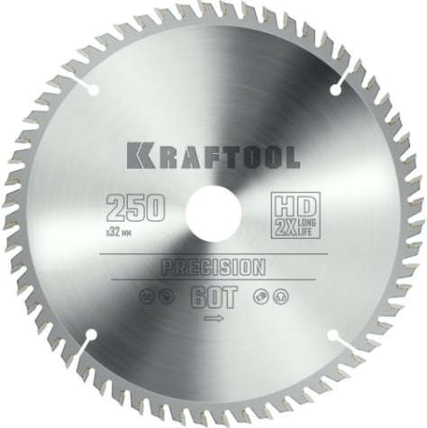 Пильный диск по дереву KRAFTOOL PRECISION 250х32мм 60т [36952-250-32]