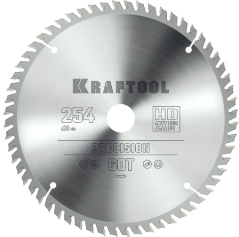 Пильный диск по дереву KRAFTOOL PRECISION 254х30мм 60т [36952-254-30]