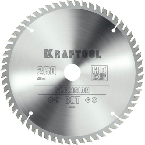 Пильный диск по дереву KRAFTOOL PRECISION 260х30мм 60т [36952-260-30]
